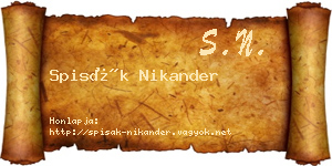 Spisák Nikander névjegykártya